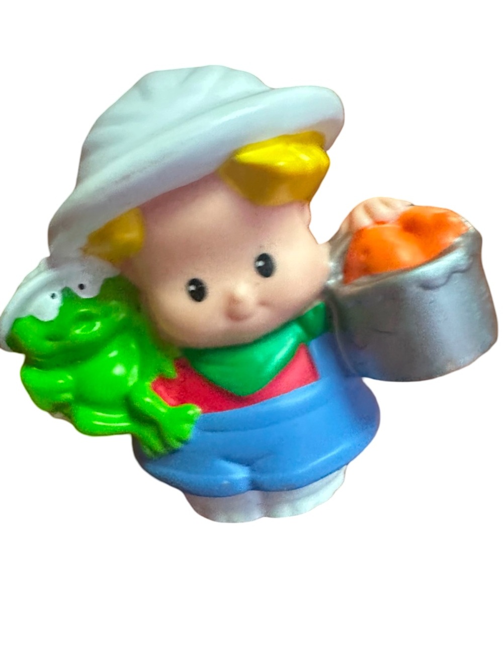 Vintage Fisher Price Little People Boy Farmer Eddie w/ Frog Zookeeper